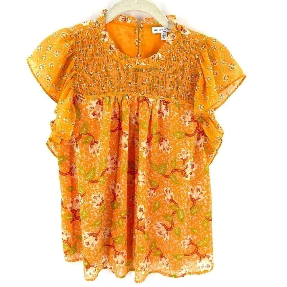 Maison D’Amelie Boho Top Womens Small Peasant Cottage Dainty Indie Ruffle Fairy